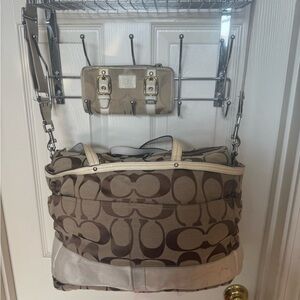 Coach Tan and Cream Signature Tote